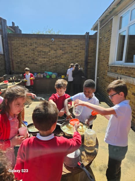 Mixing, pouring, and exploring 
